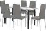 Leziter Set dining Leziter Denton 6+1, masa din sticla calita 140x80 cm, gri (LUA140B_DA258GG_6)