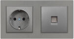 Leziter Priza Leziter Nova 2 module: 16A cu împamantare + UTP RJ45, cadru gri (LN2KERV-SZ_LNFCS-SZ_LNUTP-SZ)