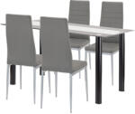 Leziter Set sufragerie Leziter Denton 4+1, masa sticla calita 140x80, scaune gri (LUA140B_DA258GG_4)