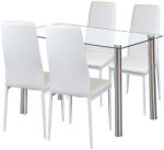 Leziter Set dining Leziter Nolen 4+1 alb, masa din sticla securizata si 4 scaune (LUA120W_MDC-001-White_4)