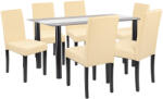 Leziter Set masa dining Leziter Cadiz 6+1 negru-bej, masa sticla 140 cm (LUA140B_LKE-BE_6)