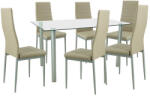 Leziter Set masa dining Leziter Verna 6+1 bej-gri cu blat din sticla securizata (LUA140W_DA258BEG_6)