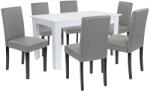 Leziter Set masa dining Leziter Leon 6+1 alb-gri cu 6 scaune eco piele (LYET140F_LKE-GR_6)