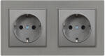 Leziter Priza dubla Schuko cu împamantare Leziter Nova 16A 250V, cadru gri (LN2KERV-SZ_LNFCS-SZ_2)