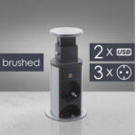 Delight beépíthető 3-as rejtett elosztó USB csatlakozóval szálcsiszolt fém 20430BU (20430BU)