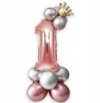  Léggömb Egy Szám 1 rose gold Korona Fólia szett