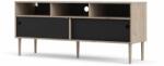  Comoda TV neagra cu decor de stejar Jackson Hickory, ELISEO
