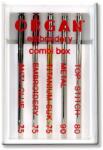 Organ 5 ace pentru cusut broderie Organ Combi box, include ac broderie, titanium, metal, top stitch si anti-glue (55118000) - tiparedecroitorie