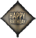 PartyDeco S. r. o Happy Birthday, fekete, fólia lufi, 46 cm Lufi