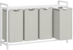 VASAGLE 4 rekeszes szennyeskosár 4 × 40 L, 116 × 33 × 72 cm, krémfehér és matt fehér