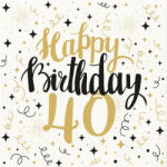 PAW Textilhatású szalvéta 40x40 cm 50 lap/csomag "Boldog születésnapot 40