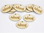  Natúr fa -"Advent" ovál gravírozott tábla 2, 5x4cm 10db/csomag - csinaldmagadshop
