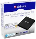 Verbatim External Ultra HD 4K Slimline Blu-ray Writer /USB C (43888)