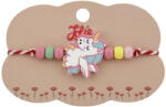 Flippy Bratara Martisor pentru Copii, Jolie, Pandativ Unicorn, cu Margele Multicolore, Snur Alb Rosu, Alb Roz (teo-128145)