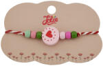 Flippy Bratara Martisor pentru Copii, Jolie, Pandativ Rotund Inima, cu Margele Multicolore, Snur Alb Rosu, Roz deschis (teo-128148)