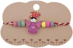 Flippy Bratara Martisor pentru Copii, Jolie, Pandativ Ingeras, cu Margele Multicolore, Snur Alb Rosu, Mov Multicolor (teo-128147)