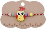 Flippy Bratara Martisor pentru Copii, Jolie, Pandativ Bufnita, cu Margele Multicolore, Snur Alb Rosu, Galben (teo-128146)