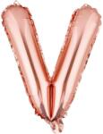 Flippy Balon Folie Metalizata Litera V, 40 cm, Umflati cu Heliu sau Aer, Ambalaj Individual, Pai inclus, Rose Gold