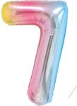 Flippy Balon din Folie Metalizata Gradient Figurina Cifra, Tema Aniversare 100 cm, Ambalaj Individual, Pai inclus, Umflare cu Aer sau Heliu, Multicolor, Cifra 7