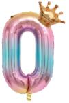 Flippy Balon din Folie Metalizata, Figurina Cifra Gradient, Tema Aniversare 80 cm, Ambalaj Individual, Pai inclus, Umflare cu Aer sau Heliu, Coronita, Cifra 0