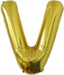 Flippy Balon Folie Metalizata Litera V, 40 cm, Umflati cu Heliu sau Aer, Ambalaj Individual, Pai inclus, Auriu