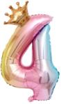 Flippy Balon din Folie Metalizata, Figurina Cifra Gradient, Tema Aniversare 80 cm, Ambalaj Individual, Pai inclus, Umflare cu Aer sau Heliu, Coronita, Cifra 4