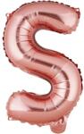 Flippy Balon Folie Metalizata Litera S, 40 cm, Umflati cu Heliu sau Aer, Ambalaj Individual, Pai inclus, Rose Gold