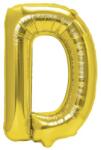 Flippy Balon Folie Metalizata Litera D, 40 cm, Umflati cu Heliu sau Aer, Ambalaj Individual, Pai inclus, Auriu