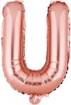 Flippy Balon Folie Metalizata Litera U, 40 cm, Umflati cu Heliu sau Aer, Ambalaj Individual, Pai inclus, Rose Gold