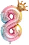 Flippy Balon din Folie Metalizata, Figurina Cifra Gradient, Tema Aniversare 80 cm, Ambalaj Individual, Pai inclus, Umflare cu Aer sau Heliu, Coronita, Cifra 8
