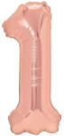 Flippy Balon din Folie Metalizata Figurina Cifra, Tema Aniversare 100 cm, Ambalaj Individual, Pai inclus, Umflare cu Aer sau Heliu, Coral, Rose, Cifra 1