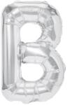 Flippy Balon Folie Metalizata Litera B, 40 cm, Umflati cu Heliu sau Aer, Ambalaj Individual, Pai inclus, Argintiu