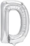 Flippy Balon Folie Metalizata Litera D, 40 cm, Umflati cu Heliu sau Aer, Ambalaj Individual, Pai inclus, Argintiu