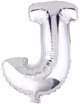 Flippy Balon Folie Metalizata Litera J, 40 cm, Umflati cu Heliu sau Aer, Ambalaj Individual, Pai inclus, Argintiu