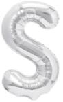Flippy Balon Folie Metalizata Litera S, 40 cm, Umflati cu Heliu sau Aer, Ambalaj Individual, Pai inclus, Argintiu
