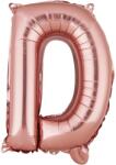 Flippy Balon Folie Metalizata Litera D, 40 cm, Umflati cu Heliu sau Aer, Ambalaj Individual, Pai inclus, Rose Gold