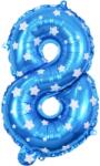 Flippy Balon din Folie Metalizata Figurina Cifra, Imprimeu Stele, Tema Aniversare 80 cm, Ambalaj Individual, Pai inclus, Umflare cu Aer sau Heliu, Albastru, Cifra 8