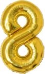 Flippy Balon din Folie Metalizata Figurina Cifra, Tema Aniversare 100 cm, Ambalaj Individual, Pai inclus, Umflare cu Aer sau Heliu, Auriu, Cifra 8