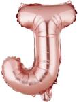 Flippy Balon Folie Metalizata Litera J, 40 cm, Umflati cu Heliu sau Aer, Ambalaj Individual, Pai inclus, Rose Gold