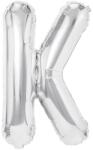 Flippy Balon Folie Metalizata Litera K, 40 cm, Umflati cu Heliu sau Aer, Ambalaj Individual, Pai inclus, Argintiu