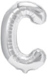 Flippy Balon Folie Metalizata Litera C, 40 cm, Umflati cu Heliu sau Aer, Ambalaj Individual, Pai inclus, Argintiu
