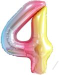 Flippy Balon din Folie Metalizata Gradient Figurina Cifra, Tema Aniversare 100 cm, Ambalaj Individual, Pai inclus, Umflare cu Aer sau Heliu, Multicolor, Cifra 4