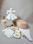 Gogofashion Trusou botez complet Rosalia - Set botez elegant fetiță. 12 piese Bej 3-6 luni / 68 CM