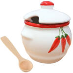  Kerámia fűszertartó paprikás 8x9 cm fűszerkanállal