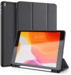 Dux Ducis Domo Apple iPad 10.2 (2019) flip oldalra nyíló, TRIFOLD asztali tartó funkció, textil mintás tok (fekete) (91042)