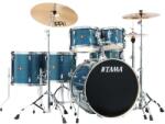 Tama Imperialstar Drum Set 6 pcs - Hairline Blue/Chrome HW + MEINL Cymbals HCS Cymbal Kit/Stage Master Double-Braced Hardware Kit