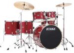 Tama Imperialstar Drum Set 6 pcs - Burnt Red Mist/Chrome HW + MEINL Cymbals HCS Cymbal Kit/Stage Master Double-Braced Hardware Kit