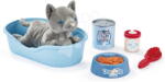 Ecoiffier Coșuleț cu pisicuță de pluș Cat Basket Écoiffier și un set de accesorii cu conservă și bol de la 18 luni (ECO272)