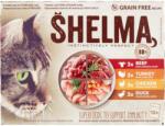 Shelma nedves macskaeledel felnőtt macskának gabonamentes párolt filé alutasakos macskatáp 12 x 85 g - 1020 g