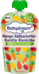 Babydream bio püré mangóval, édesburgonyával, sárgarépával és karalábéval, 6 hónapos kortól - 100 g